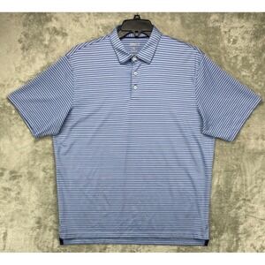 Johnnie-O Shirt Mens Performance Polo XL Blue Striped Golf UPF 50 Sun Protection